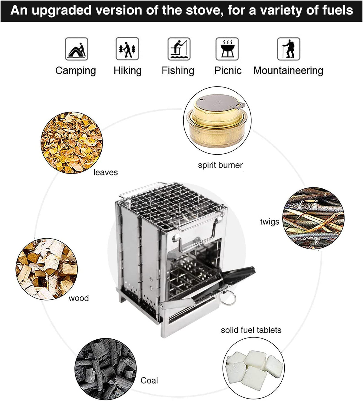 Folding Stainless Steel Wood-Burning Camp Stove