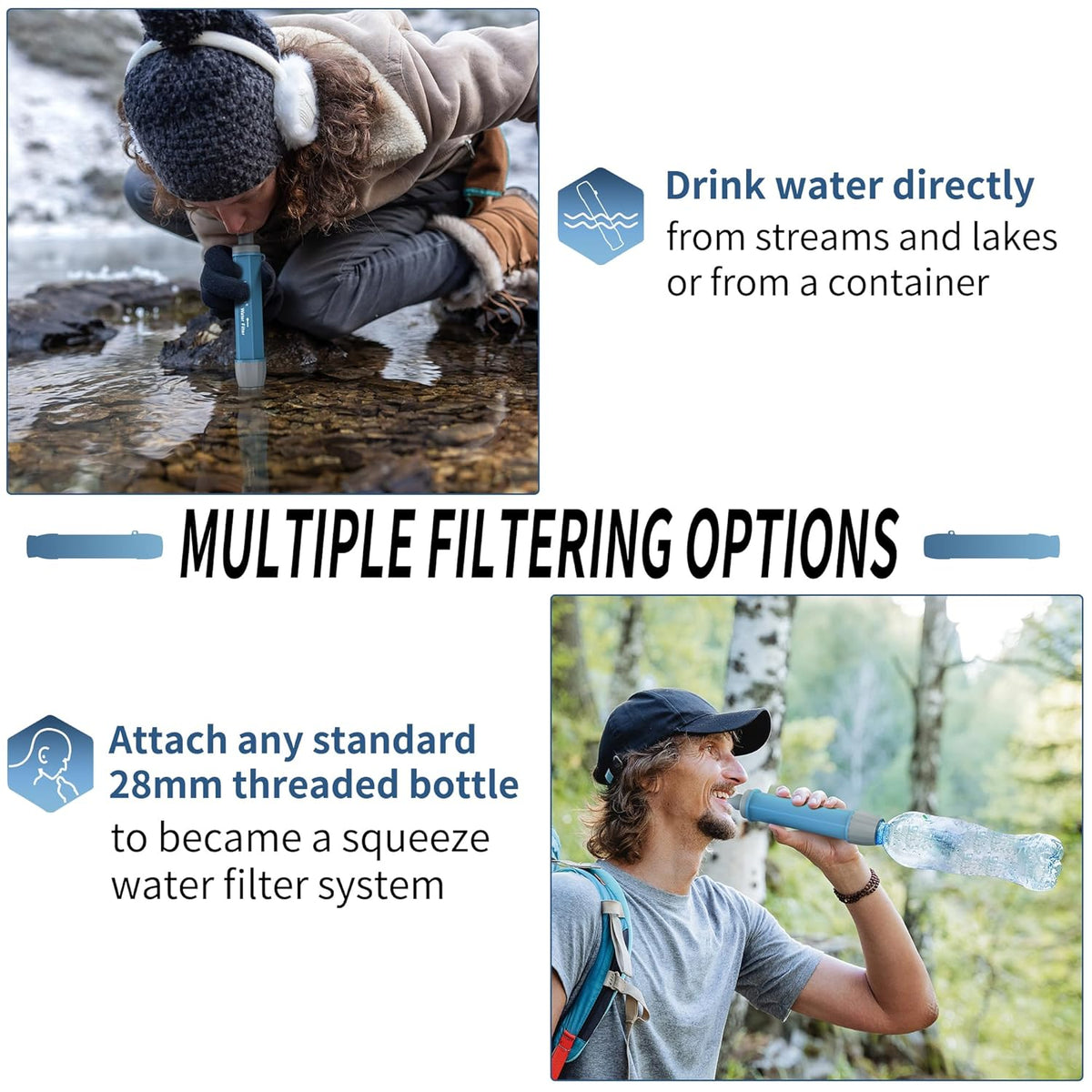 Emergency Water Filter Straw - 4 Pack