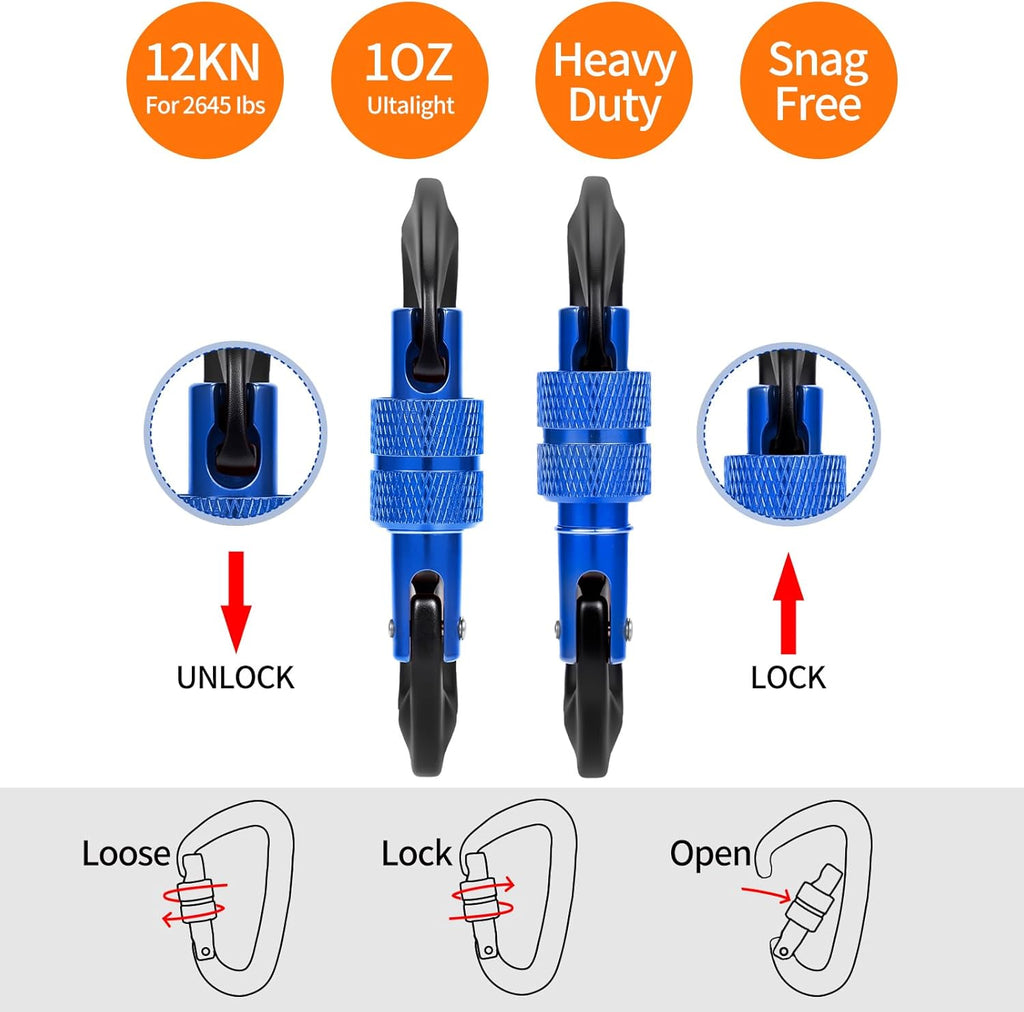 Heavy-Duty Locking Carabiners (12Kn)