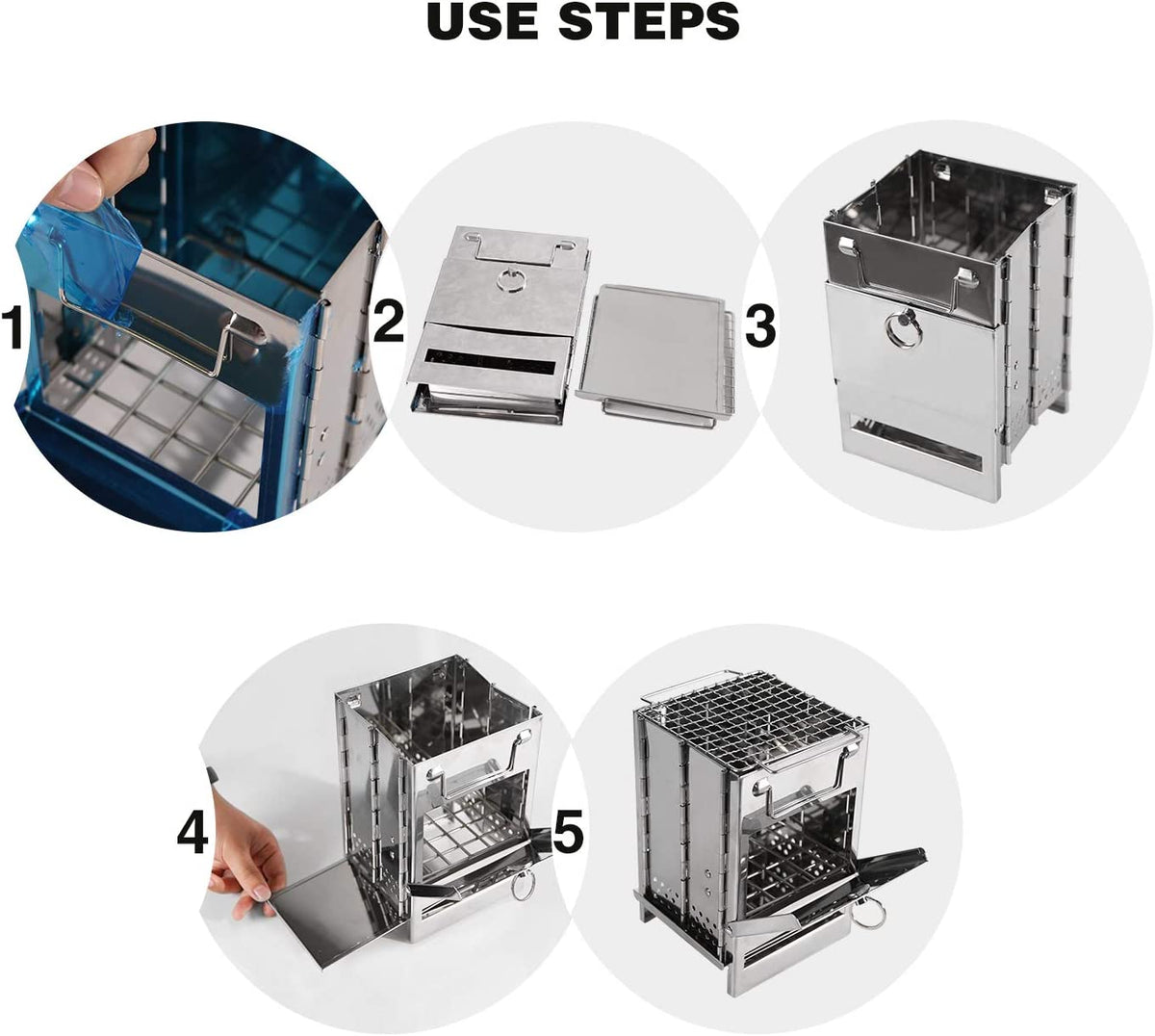 Folding Stainless Steel Wood-Burning Camp Stove