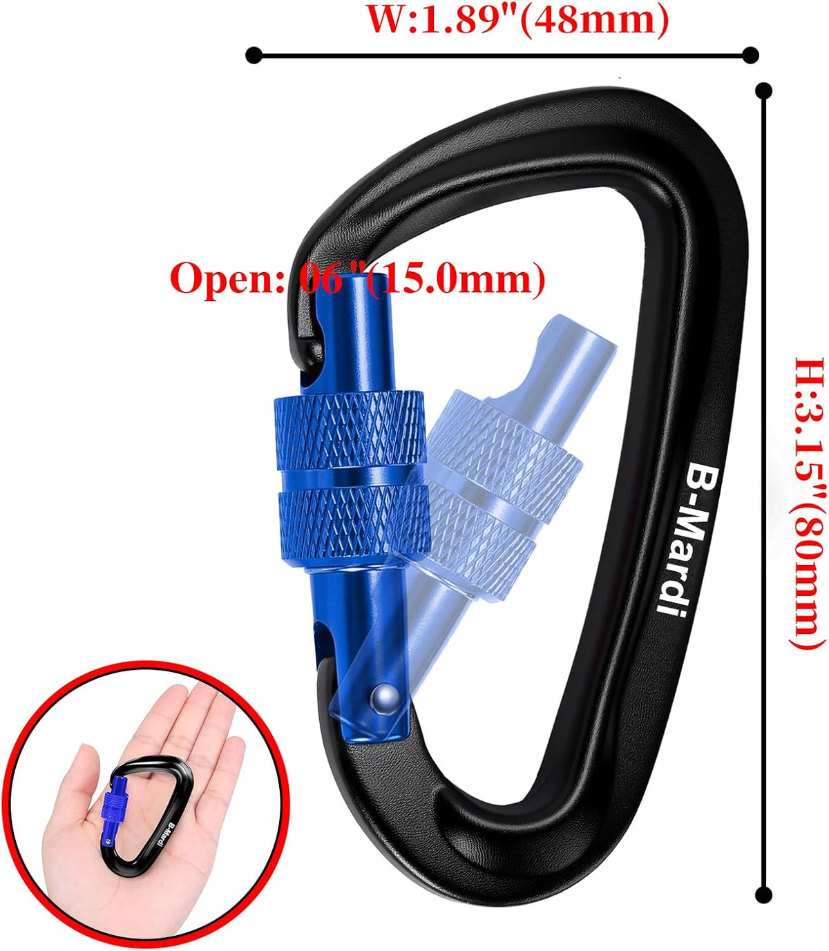 Heavy-Duty Locking Carabiners (12Kn)