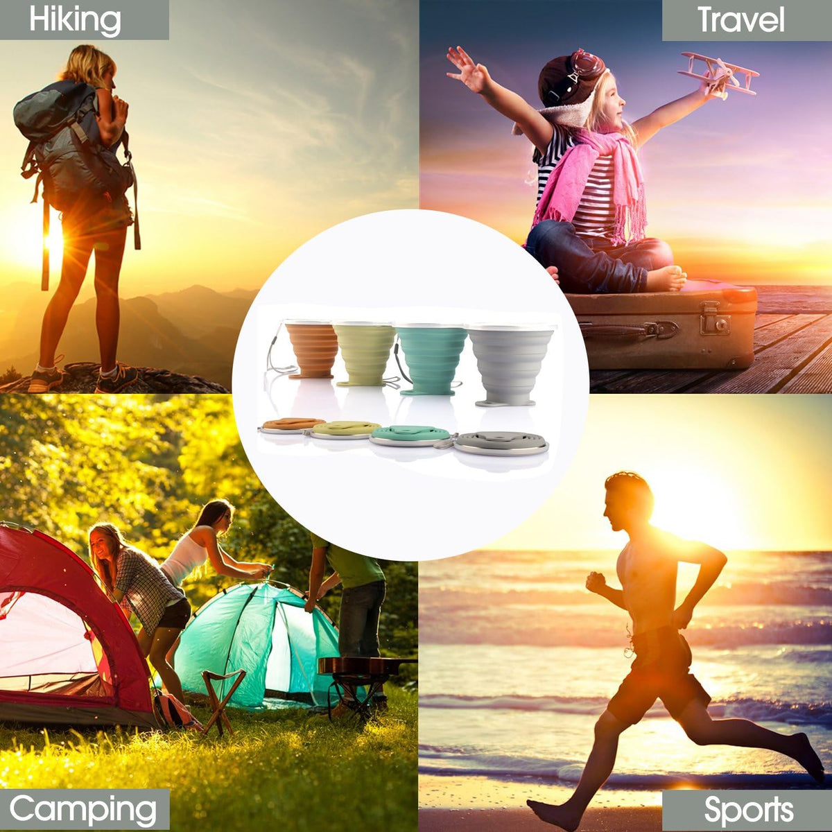 Collapsible Silicone Camp Cup with Lid