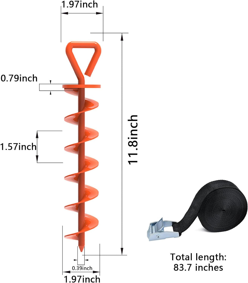 Heavy-Duty Steel Tent Stakes - 10 Pack with Ropes