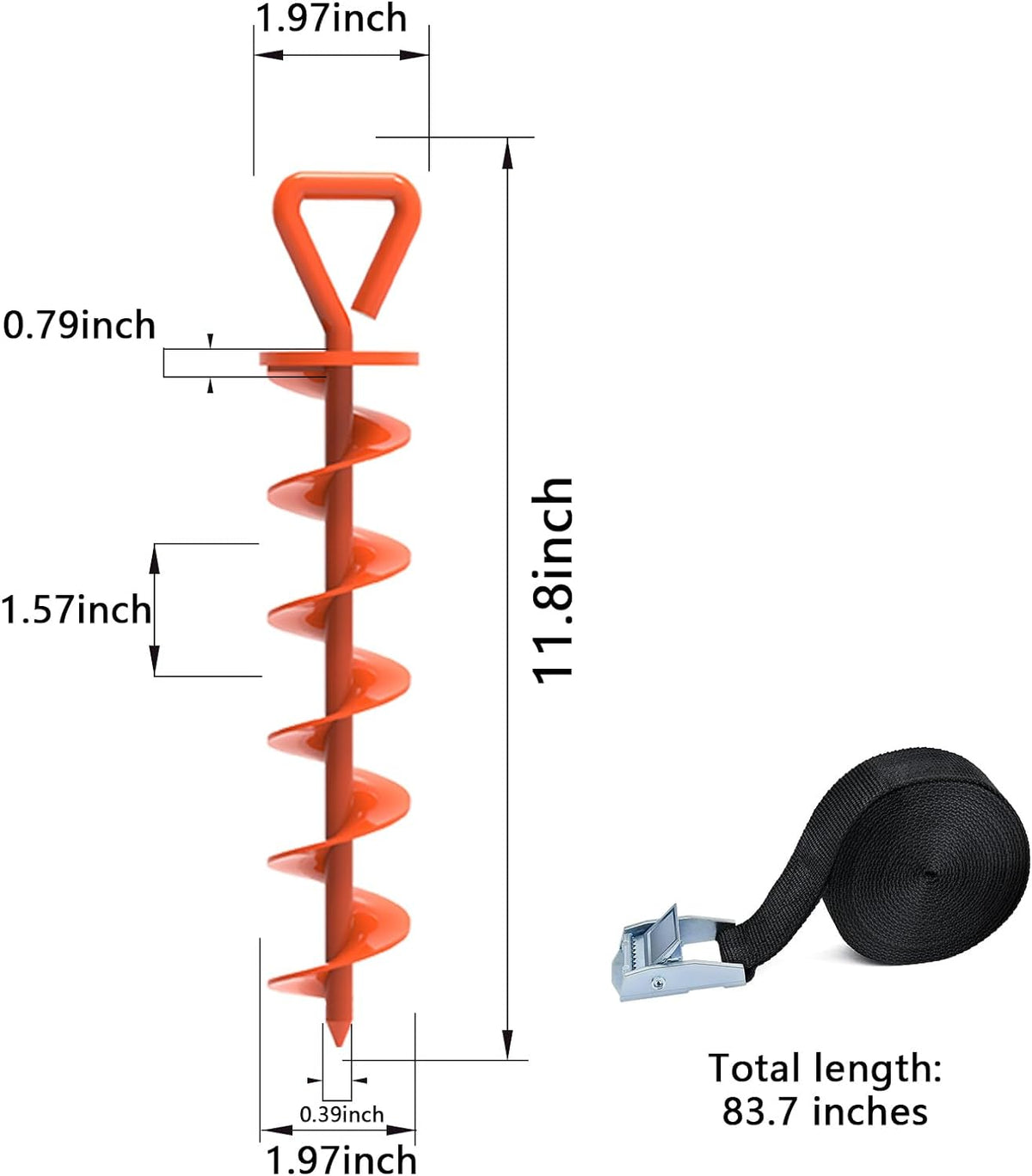 Heavy-Duty Steel Tent Stakes - 10 Pack with Ropes