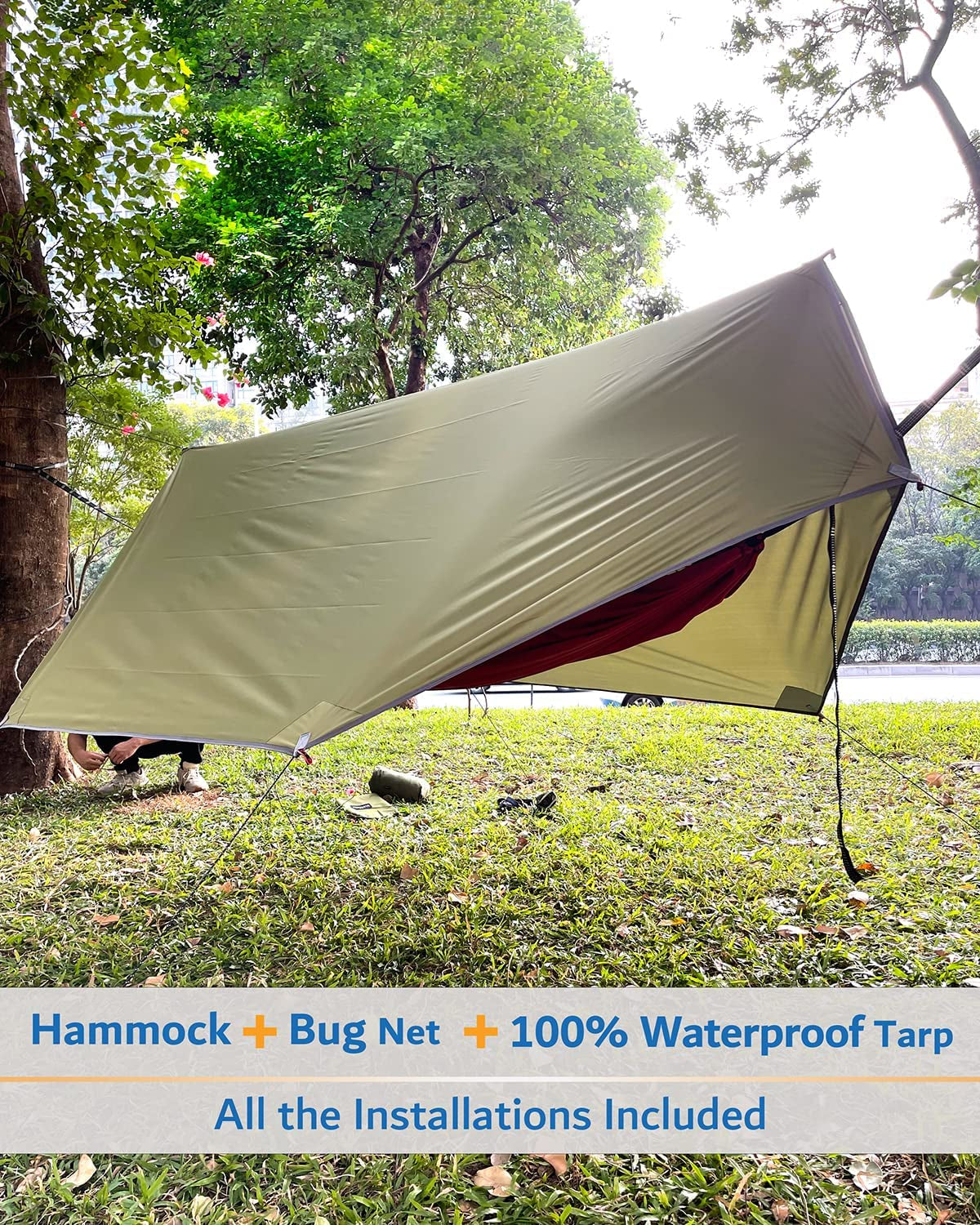2-Person Camping Hammock with Bug Net