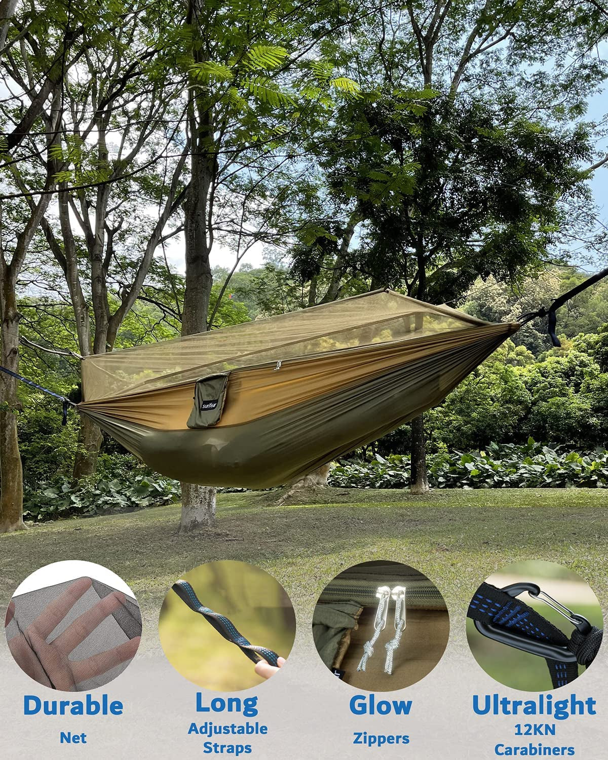 2-Person Camping Hammock with Bug Net