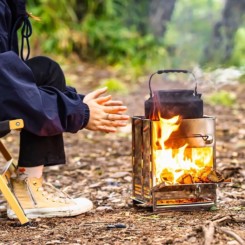 Folding Stainless Steel Wood-Burning Camp Stove