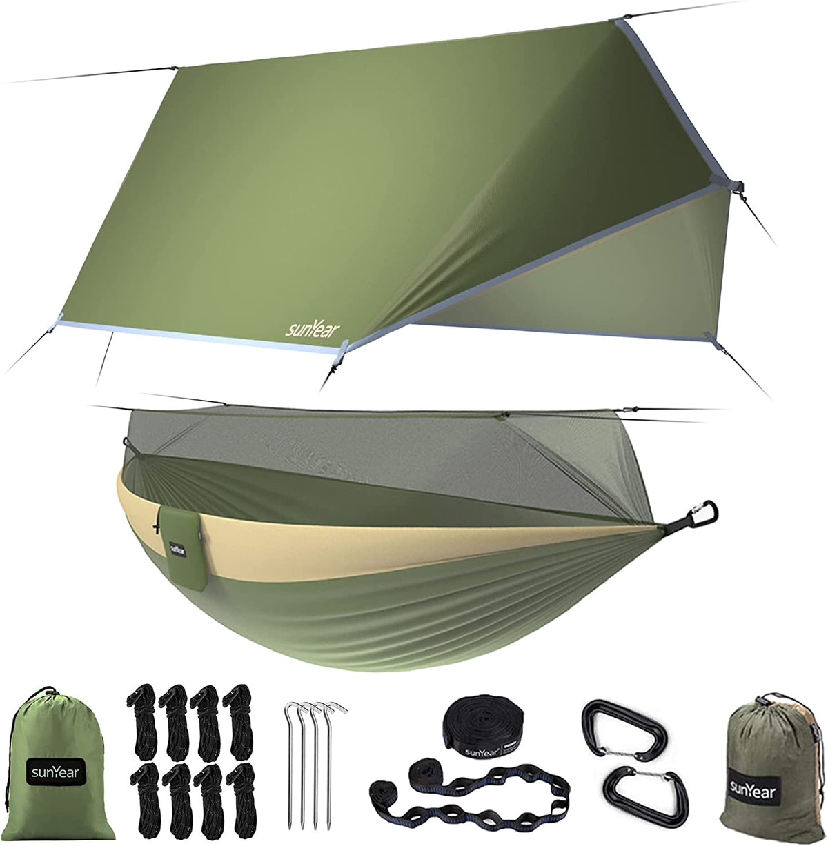 2-Person Camping Hammock with Bug Net