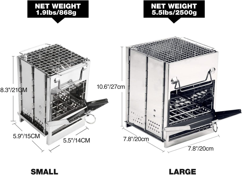 Folding Stainless Steel Wood-Burning Camp Stove