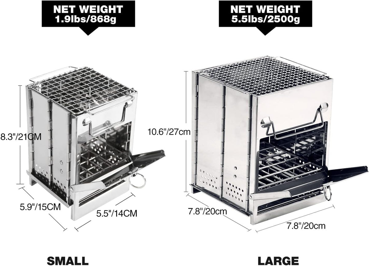 Folding Stainless Steel Wood-Burning Camp Stove