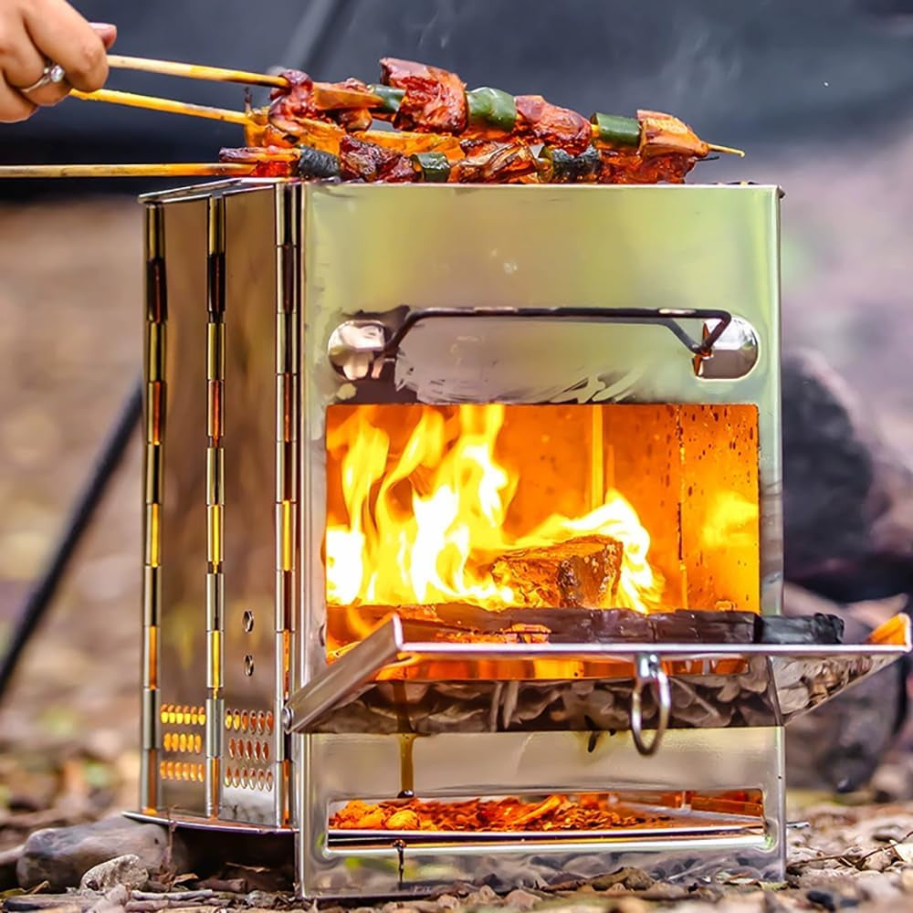 Folding Stainless Steel Wood-Burning Camp Stove