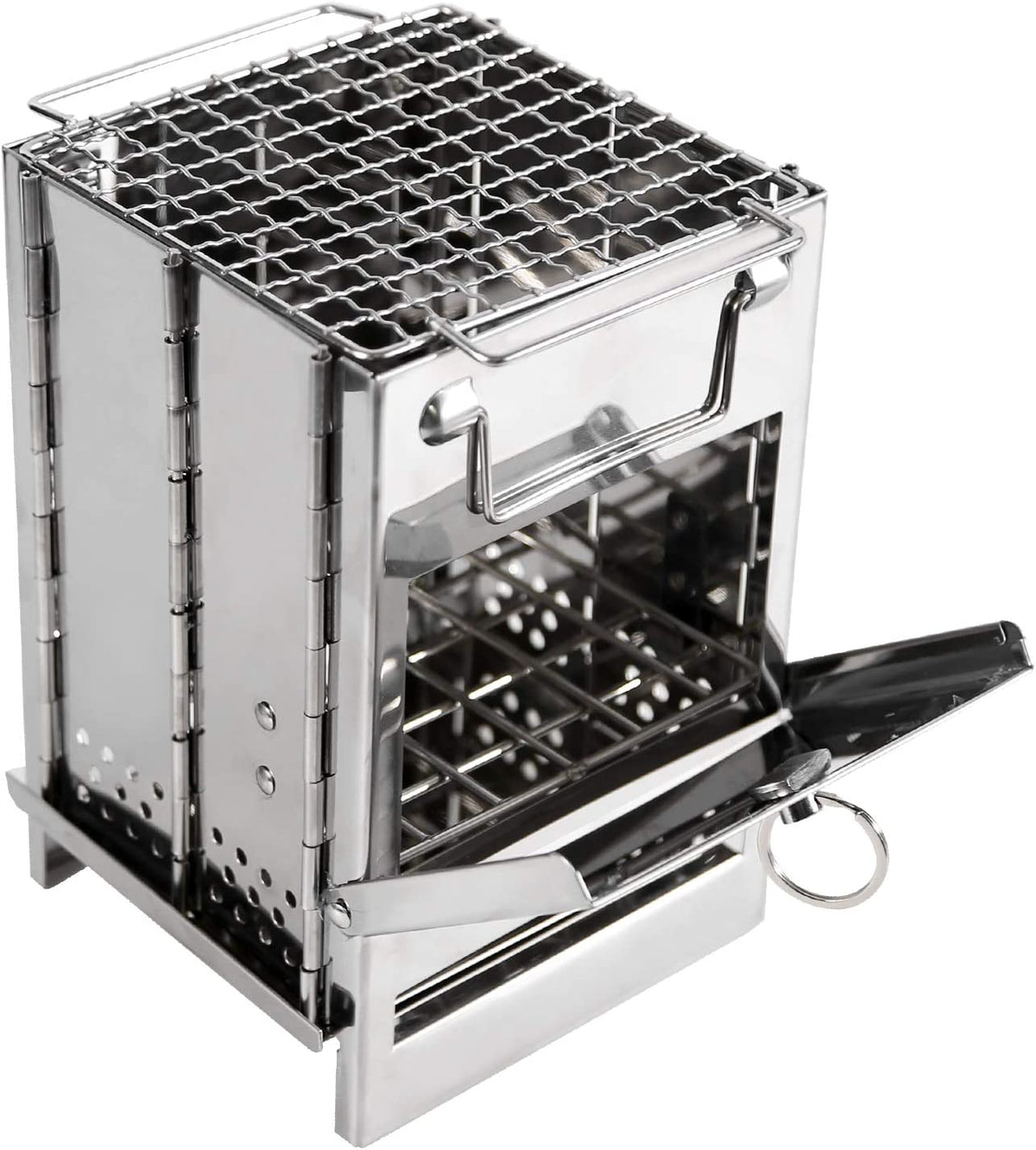 Folding Stainless Steel Wood-Burning Camp Stove